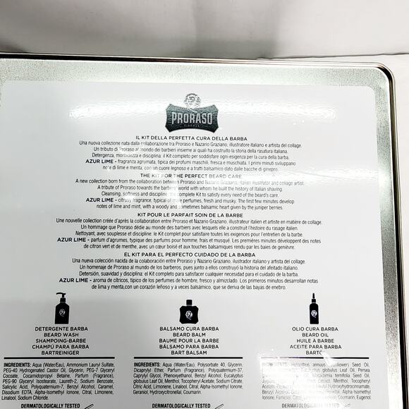 Proraso Beard Care Set with Beard Wash, Beard Oil and Beard Balm Azur Lime Scent - Picture 16 of 16